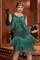 Load image into Gallery viewer, Blue Apricot Round Neck Gatsby 1920s Dress with Sequins and Fringes