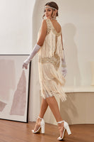 Load image into Gallery viewer, Champagne Gatsby 1920s Dress with 20s Accessories Set