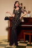 Load image into Gallery viewer, V Neck Dark Green Sequins Long Formal Dress with Short Sleeves