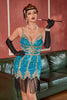 Load image into Gallery viewer, Lake Blue Sequin Cocktail Party Dress with Fringes