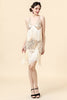 Load image into Gallery viewer, Champagne V-Neck Sequins Cocktail Dress with Fringes