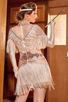 Load image into Gallery viewer, Dark Green Bodycon Bateau Neck Short 1920s Flapper Dress With Fringes