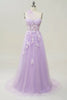 Load image into Gallery viewer, Elegant A Line One Shoulder Purple Long Prom Dress with Appliques
