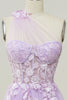 Load image into Gallery viewer, Elegant A Line One Shoulder Purple Long Prom Dress with Appliques
