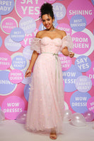 Load image into Gallery viewer, A Line Off the Shoulder Blush Prom Dress with Embroidery