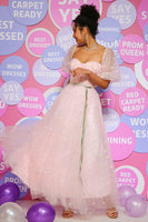 Load image into Gallery viewer, A Line Off the Shoulder Blush Prom Dress with Embroidery