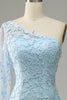 Load image into Gallery viewer, Sky Blue One Shoulder Mermaid Prom Dress With Appliques