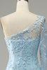 Load image into Gallery viewer, Sky Blue One Shoulder Mermaid Prom Dress With Appliques