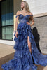 Load image into Gallery viewer, Sparkly Black Off The Shoulder Tiered Corset Prom Dress
