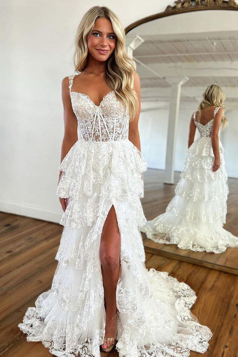 Load image into Gallery viewer, Sparkly Black Off The Shoulder Tiered Corset Prom Dress