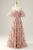 Load image into Gallery viewer, Ivory Red Flower Off The Shoulder Prom Dress