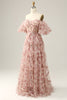 Load image into Gallery viewer, Ivory Red Flower Off The Shoulder Prom Dress