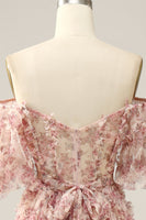 Load image into Gallery viewer, Ivory Red Flower Off The Shoulder Prom Dress