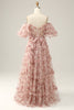 Load image into Gallery viewer, Ivory Red Flower Off The Shoulder Prom Dress