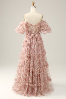 Load image into Gallery viewer, Ivory Red Flower Off The Shoulder Prom Dress