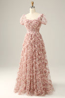 Load image into Gallery viewer, Ivory Red Flower Square Neck Prom Dress