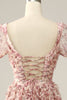 Load image into Gallery viewer, Ivory Red Flower Square Neck Prom Dress