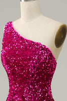 Load image into Gallery viewer, One Shoulder Sequin Mermaid Prom Dress