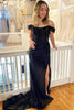 Load image into Gallery viewer, Green Corset Off the Shoulder Long Prom Dress with Slit