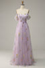 Load image into Gallery viewer, Lavender A Line Tulle Off Shoulder Prom Dress