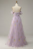Load image into Gallery viewer, Lavender A Line Tulle Off Shoulder Prom Dress