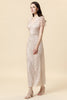 Load image into Gallery viewer, Sheath V Neck Light Khaki Long Formal Dress with Beading