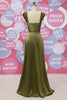 Load image into Gallery viewer, Army Green Sweetheart Satin A Line Long Prom Dress With Slit