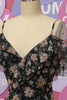 Load image into Gallery viewer, Black Chiffon Off Shoulder Prom Dress with Floral