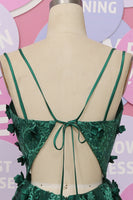 Load image into Gallery viewer, A Line Spaghetti Straps Dark Green Long Prom Dress with Appliques
