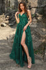Load image into Gallery viewer, A Line Spaghetti Straps Dark Green Plus Size Prom Dress with Appliques