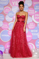 Load image into Gallery viewer, Dark Red Sweetheart Strapless Long Prom Dress