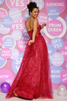 Load image into Gallery viewer, Dark Red Sweetheart Strapless Long Prom Dress