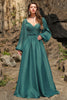 Load image into Gallery viewer, A Line Sweetheart Dark Green Plus Size Prom Dress with Long Sleeves