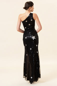 Sparkly Black Sequins Long Prom Dress with Slit