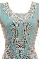 Load image into Gallery viewer, Green Sheath Cold Shoulder Sequins 1920s Dress With Tassels