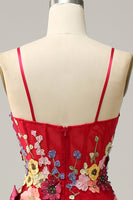 Load image into Gallery viewer, A Line Spaghetti Straps Burgundy Long Prom Dress with Appliques