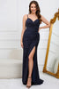 Load image into Gallery viewer, Mermaid Spaghetti Straps Dark Green Long Prom Dress with Beading