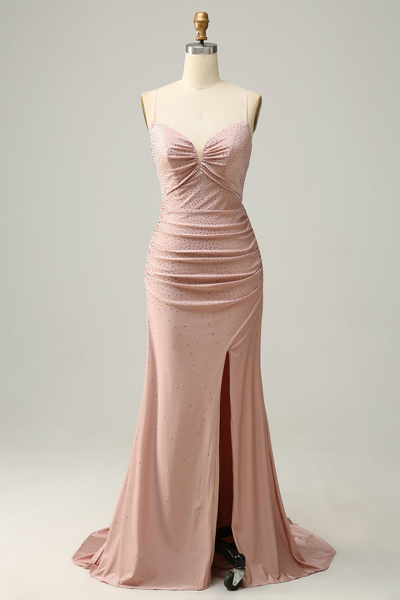 Load image into Gallery viewer, Mermaid Spaghetti Straps Royal Blue Long Prom Dress with Beading