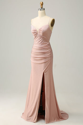 Mermaid Spaghetti Straps Royal Blue Long Prom Dress with Beading