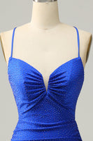 Load image into Gallery viewer, Mermaid Spaghetti Straps Royal Blue Long Prom Dress with Beading