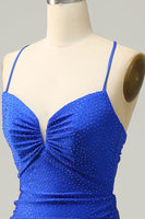 Load image into Gallery viewer, Mermaid Spaghetti Straps Royal Blue Long Prom Dress with Beading