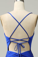 Load image into Gallery viewer, Mermaid Spaghetti Straps Royal Blue Long Prom Dress with Beading