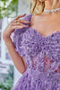 Load image into Gallery viewer, Dark Purple Off the Shoulder A Line Printed Cute Homecoming Dress