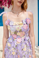 Load image into Gallery viewer, Purple Cute Corset Homecoming Dress with 3D Flowers