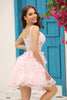 Load image into Gallery viewer, A Line Off the Shoulder Blue Corset Homecoming Dress with Lace