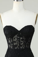 Load image into Gallery viewer, Bodycon Sweetheart Black Corset Short Homecoming Dress with Appliques
