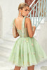 Load image into Gallery viewer, A Line Spaghetti Straps Black Short Homecoming Dress with Appliques