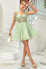 Load image into Gallery viewer, A Line Spaghetti Straps Black Short Homecoming Dress with Appliques