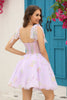 Load image into Gallery viewer, A Line Spaghetti Straps Black Short Homecoming Dress with Appliques