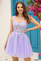 Load image into Gallery viewer, Lilac Corset Straps A-Line Short Homecoming Dress